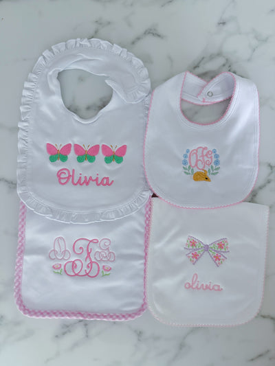 4 Bibs or Burp Cloths Bundle