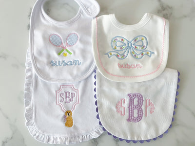 4 Bibs or Burp Cloths Bundle