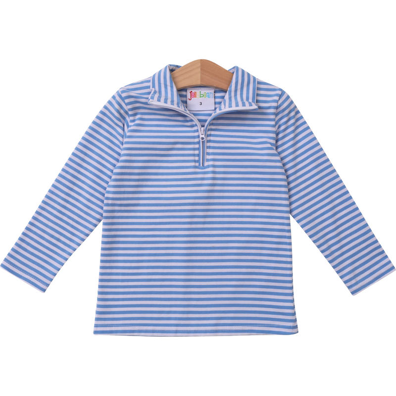 1/4 Knit Pullover Cornflower Stripe