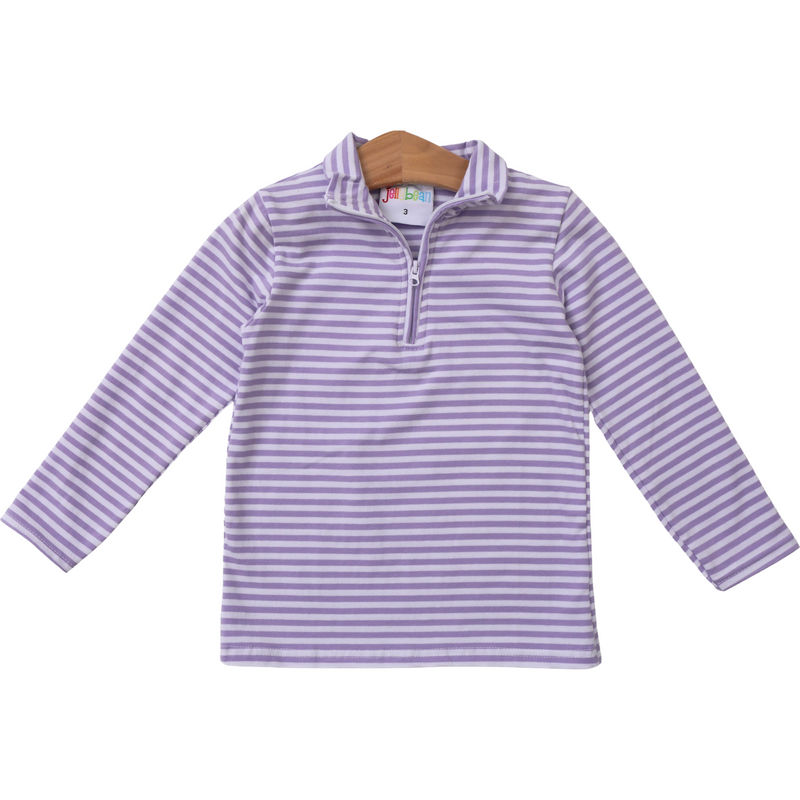 1/4 Knit Pullover Lavender Stripe
