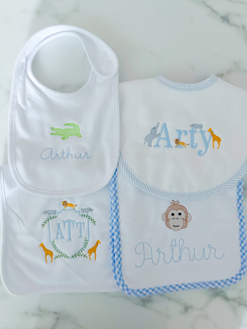 4 Bibs or Burp Cloths Bundle