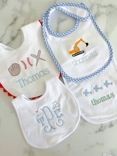 4 Bibs or Burp Cloths Bundle