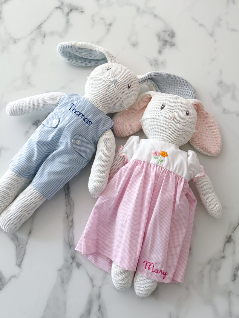 Knit Bunny Doll with Monogrammed Outfit