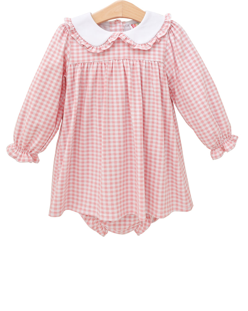 Catherine Diaper Set - Light Pink Gingham- 3 Months