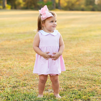 Charlotte Sleeveless Bloomer Set- Light Pink Stripe