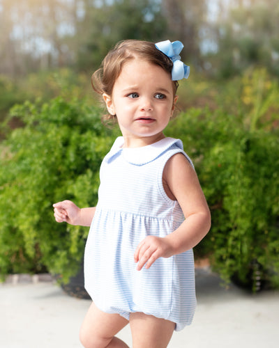 Charlotte Sleeveless Bubble- Light Blue Stripe