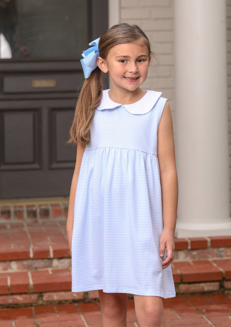 Charlotte Sleeveless Dress- Light Blue Stripe