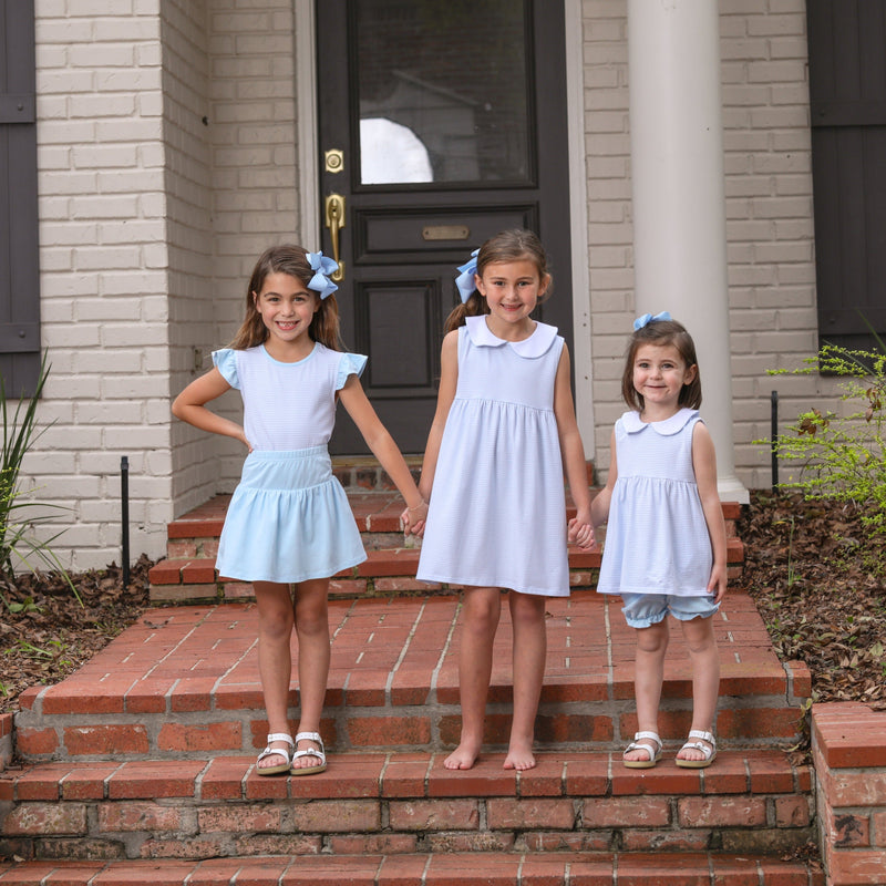 Charlotte Sleeveless Dress- Light Blue Stripe