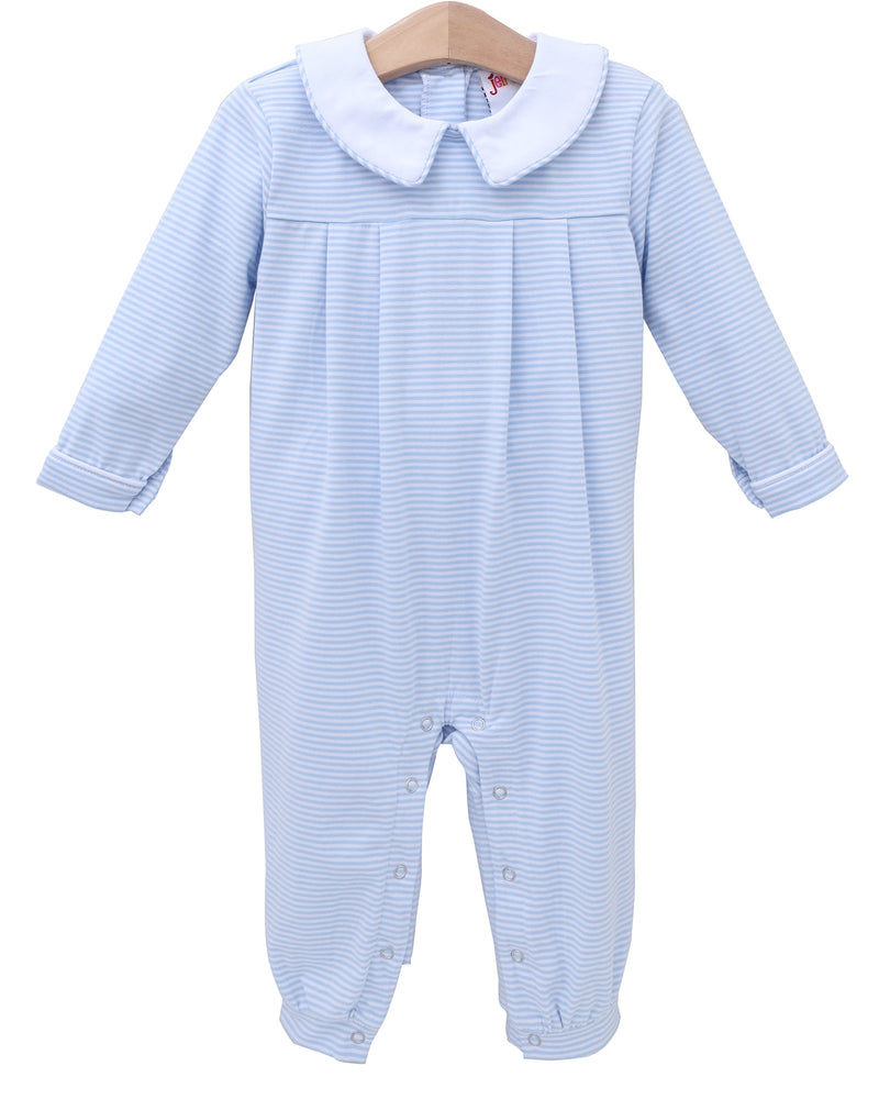 Henry Romper - Light Blue Stripe- 9 Months