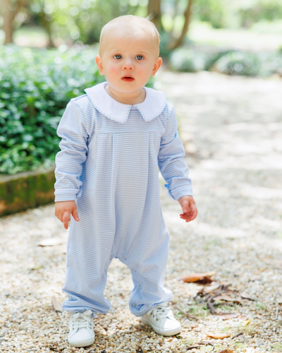 Henry Romper - Light Blue Stripe- 9 Months