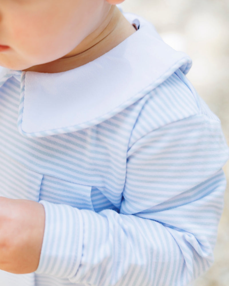 Henry Romper - Light Blue Stripe- 9 Months