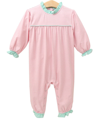 Annie Romper - Light Pink Stripe/Mint- 6 Months