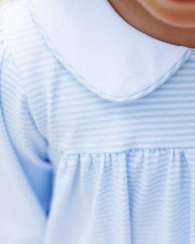 Lottie Dress - Light Blue Stripe- 2T