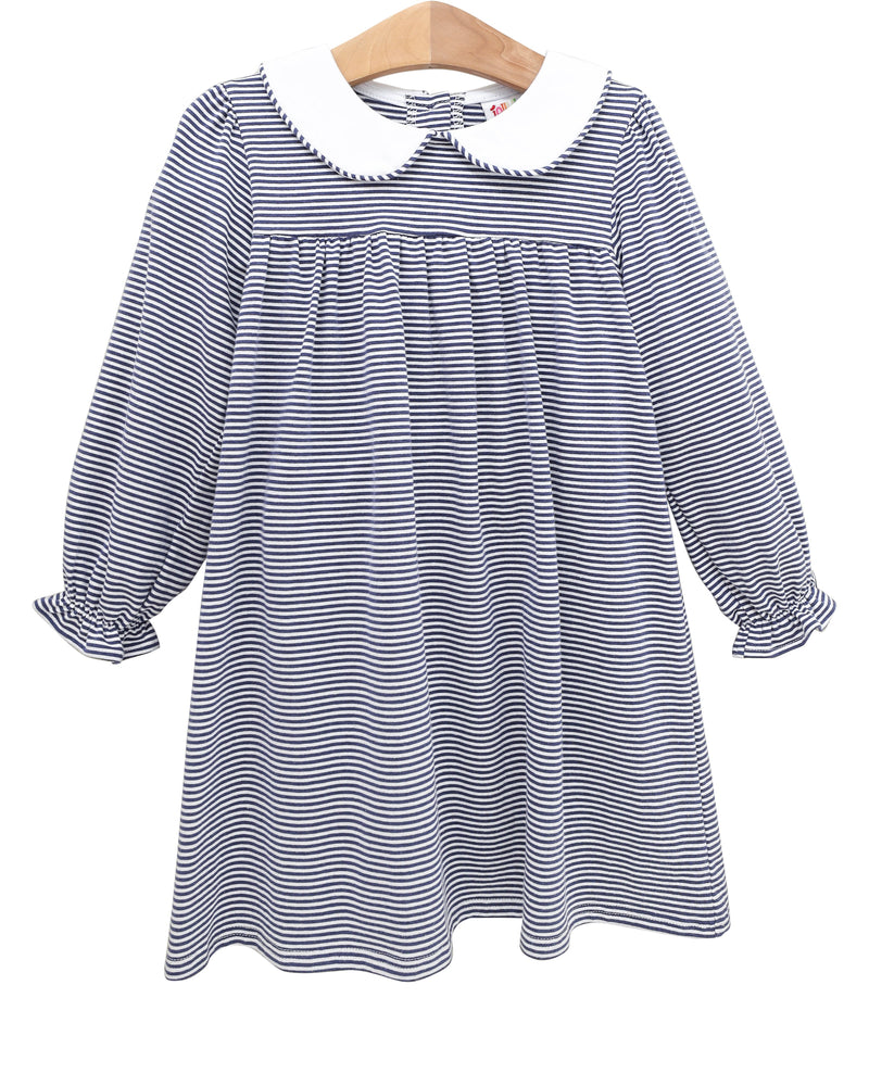 Lottie Dress - Navy Stripe- 2T