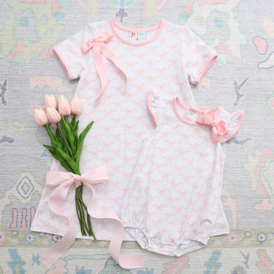 Pink Trellis Bow Sarah Dress