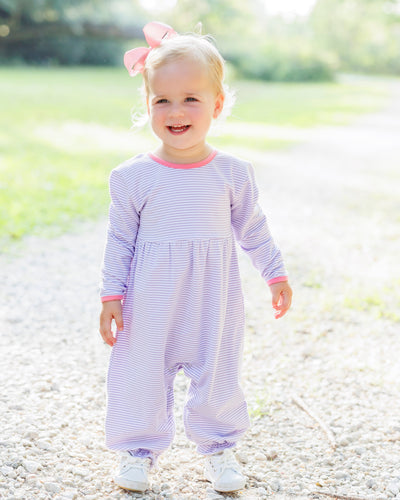 Sadie Romper - Purple Stripe/Pink- 3 Months