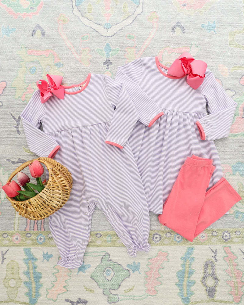 Sadie Romper - Purple Stripe/Pink- 3 Months