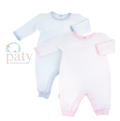 Paty Inc Pinstripe Romper with Trim- Multiple Color Options