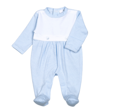 Blue Stripes Pima Bib Footie