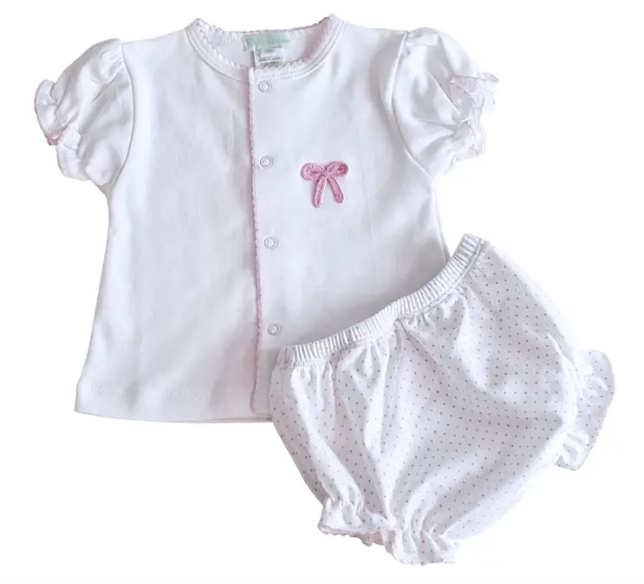 Pink Bows Diaper Set