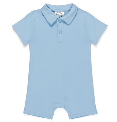Boy's Short Sleeved Polo Style Collared Romper