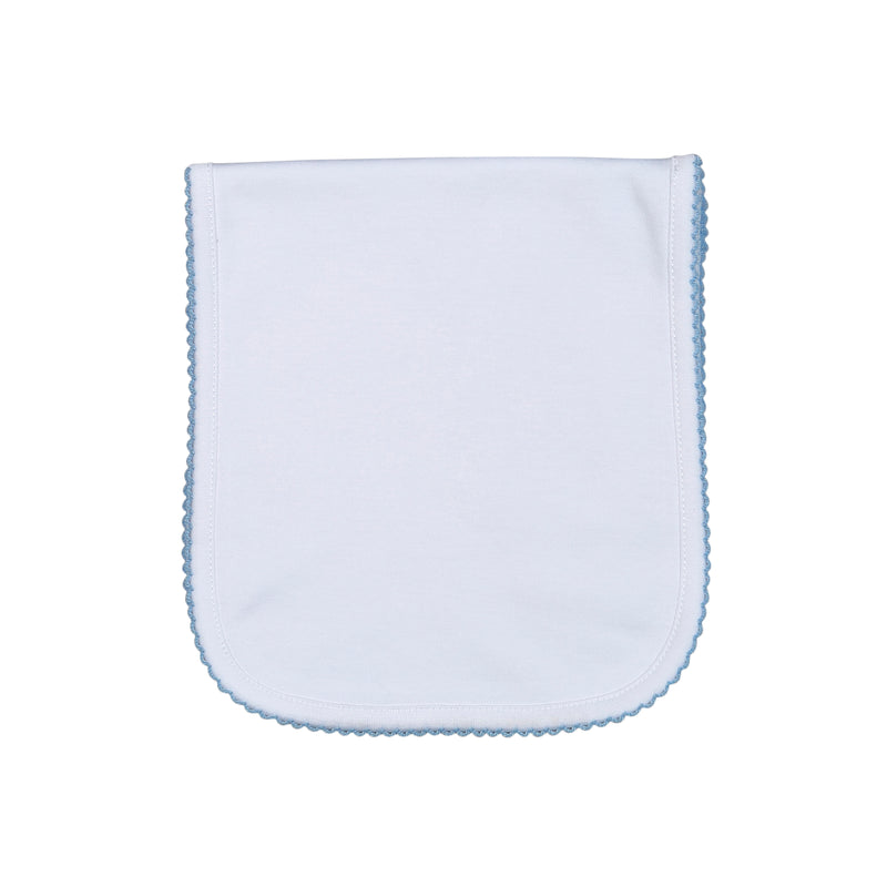 White Pima Burp Cloth (Pink or Blue Trim)