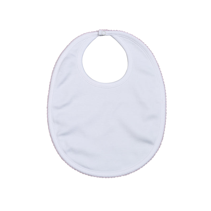 White Pima Bib (Pink and Blue Trim)