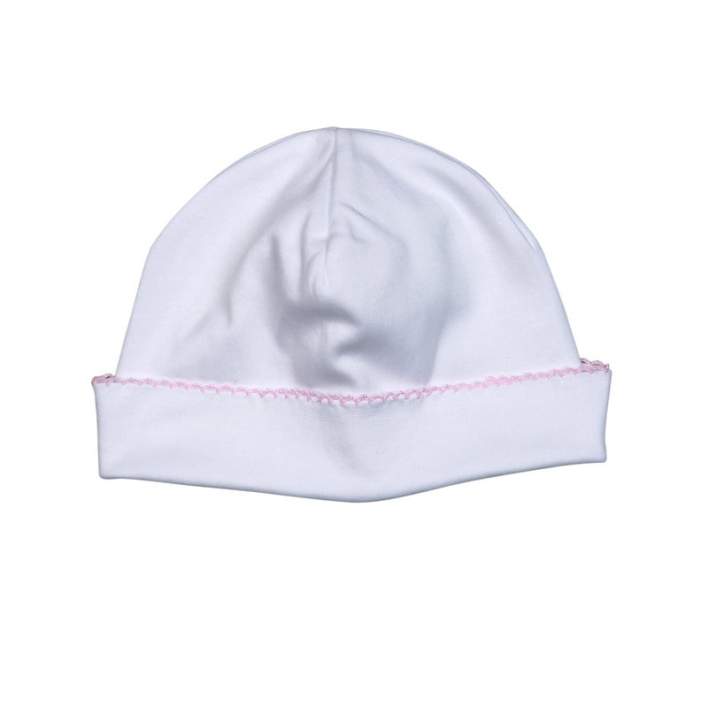 White Pima Hat Pink Trim