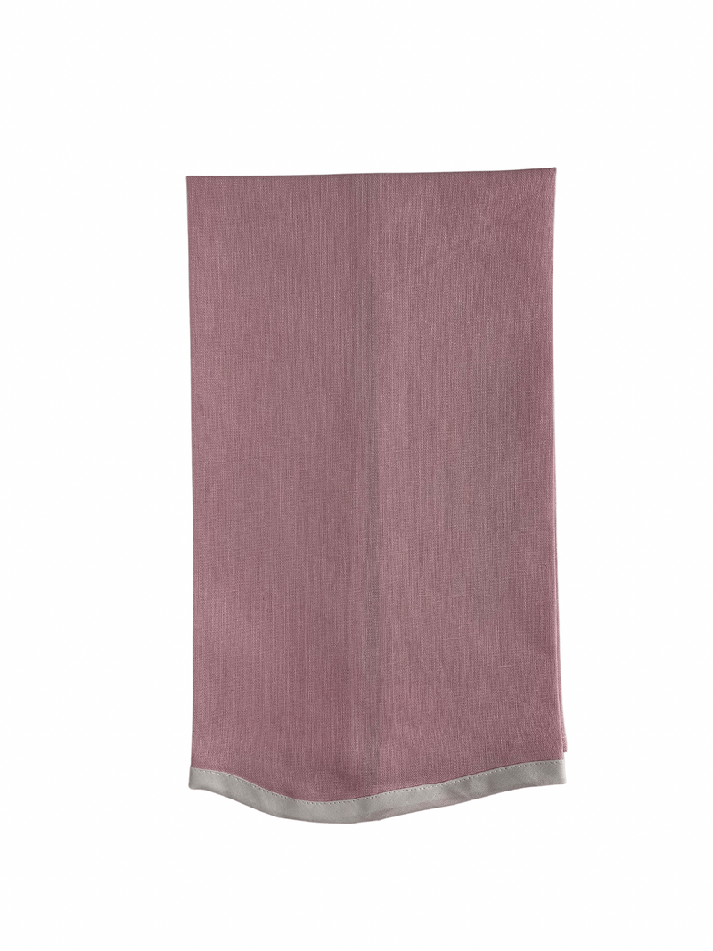 Linen Blend White Trim Guest Towel