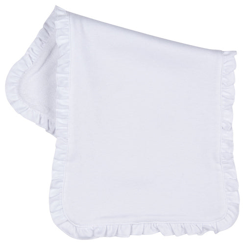 White Ruffle Burp Cloth